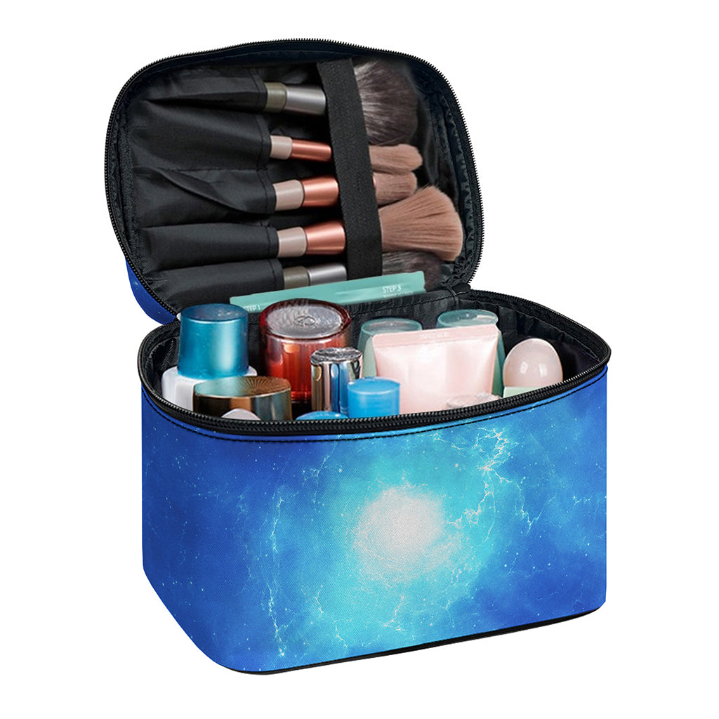 Light Blue Space Print Travel Makeup Bag
