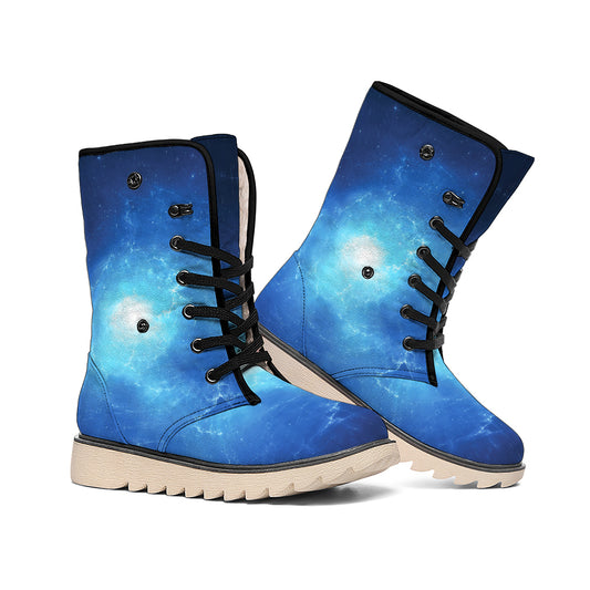 Light Blue Space Print Winter Boots