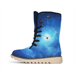 Light Blue Space Print Winter Boots
