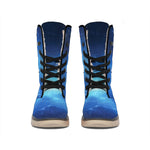 Light Blue Space Print Winter Boots