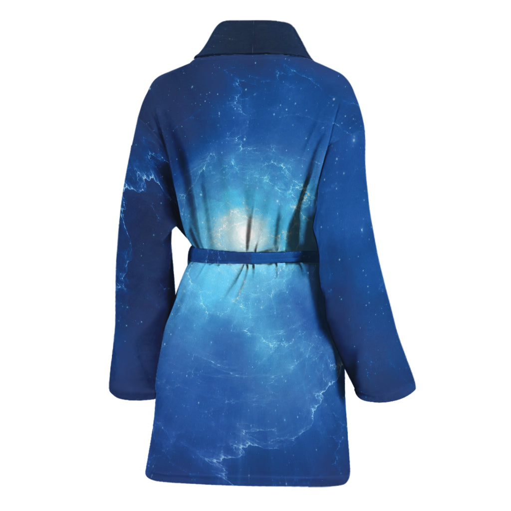 Light Blue Space Print Women's Bathrobe