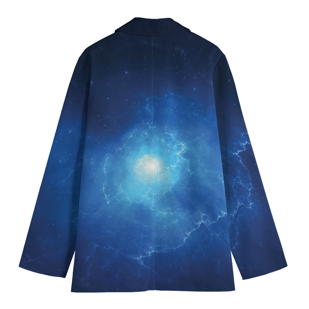 Light Blue Space Print Women's Cotton Blazer