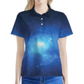 Light Blue Space Print Women's Polo Shirt