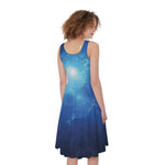 Light Blue Space Print Women's Sleeveless Dress