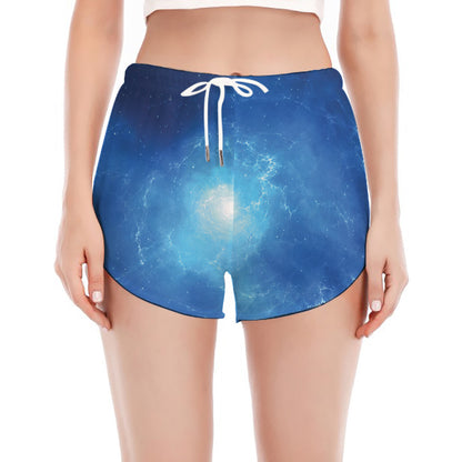Light Blue Space Print Women's Split Running Shorts