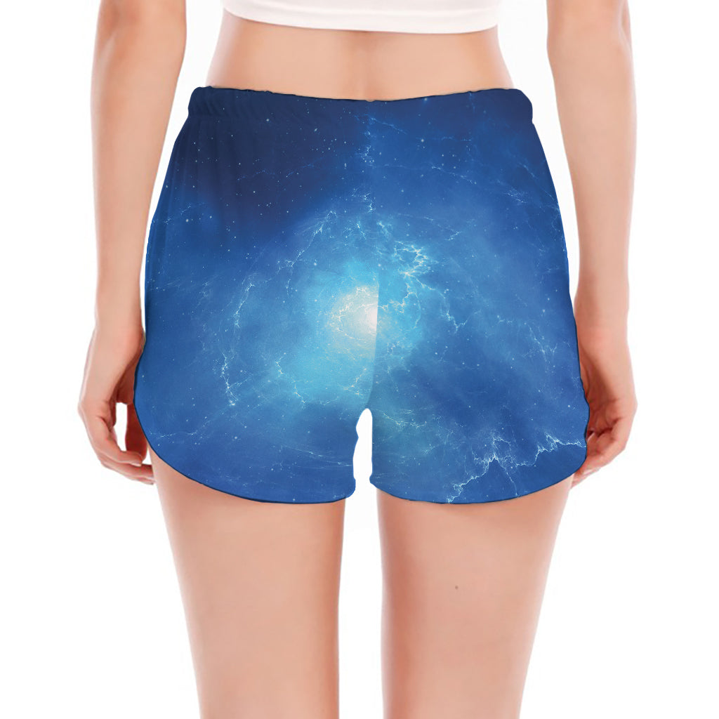 Light Blue Space Print Women's Split Running Shorts