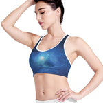 Light Blue Space Print Women's Sports Bra