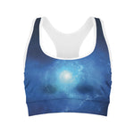 Light Blue Space Print Women's Sports Bra