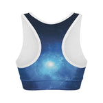 Light Blue Space Print Women's Sports Bra