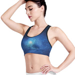 Light Blue Space Print Women's Sports Bra