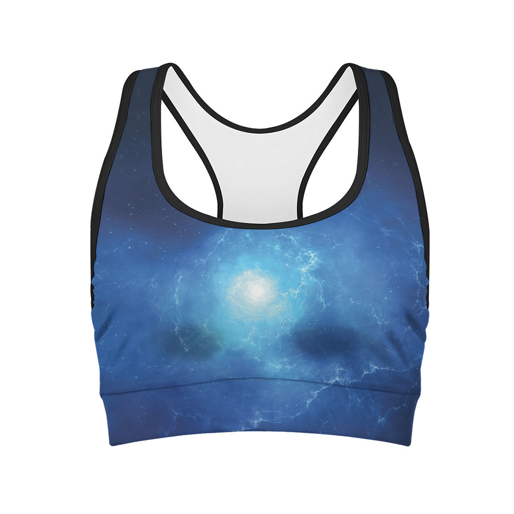 Light Blue Space Print Women's Sports Bra