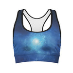 Light Blue Space Print Women's Sports Bra