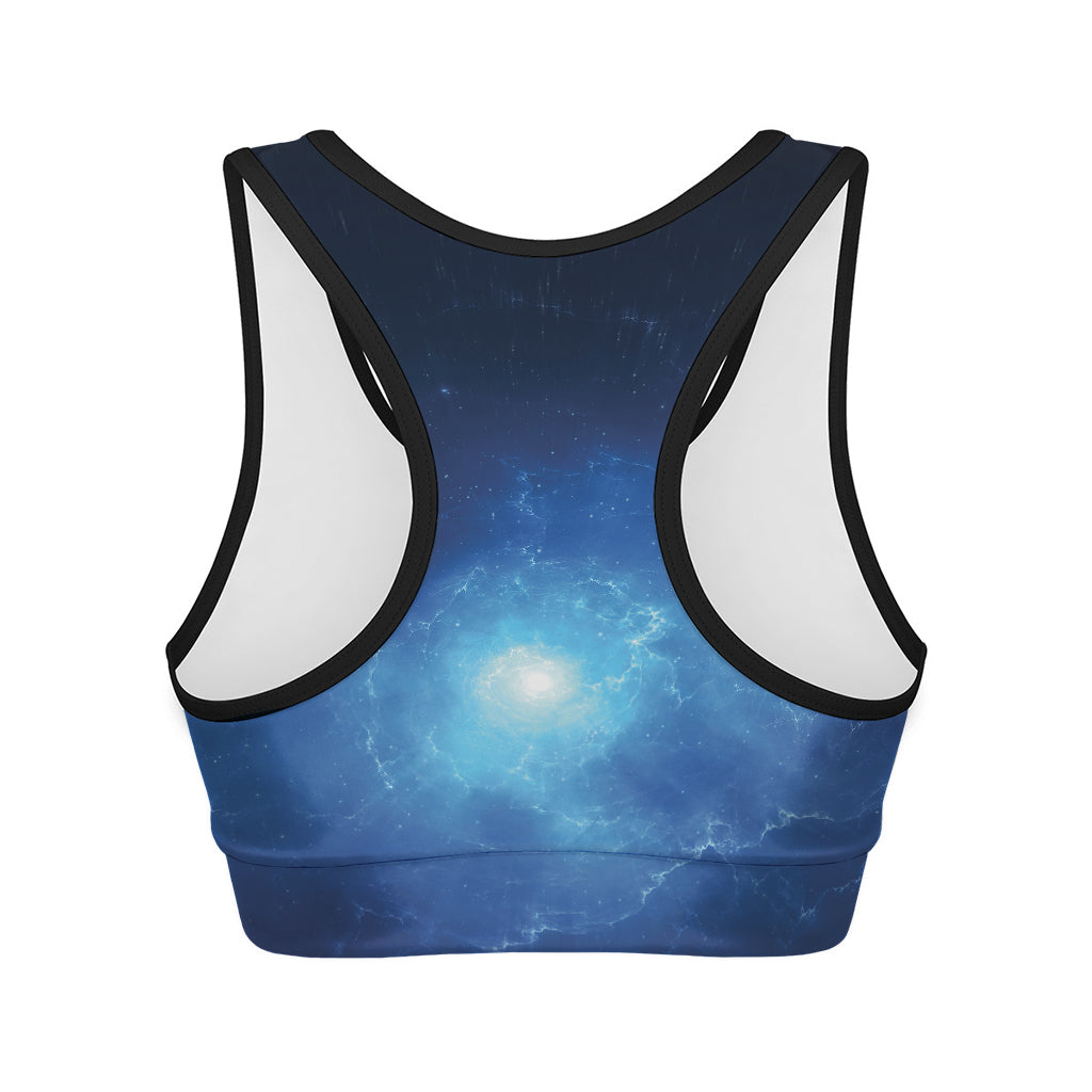 Light Blue Space Print Women's Sports Bra