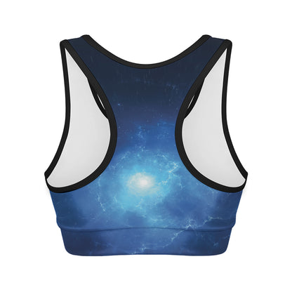 Light Blue Space Print Women's Sports Bra
