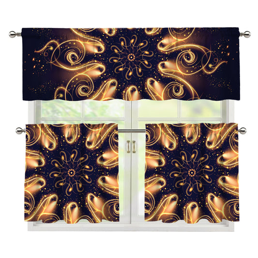 Light Fractal Print 3 Piece Kitchen Curtains