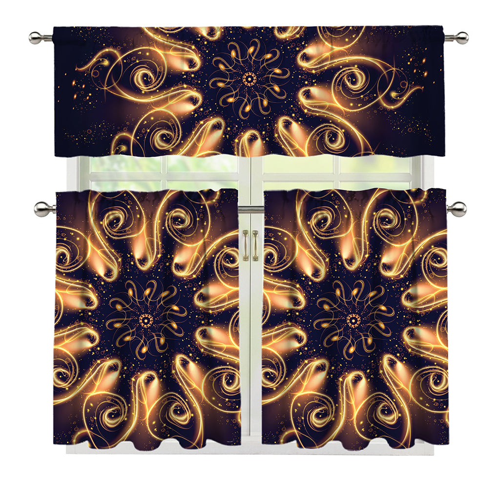 Light Fractal Print 3 Piece Kitchen Curtains