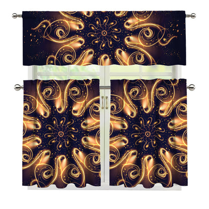 Light Fractal Print 3 Piece Kitchen Curtains
