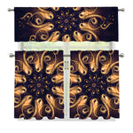 Light Fractal Print 3 Piece Kitchen Curtains