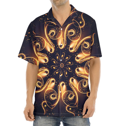 Light Fractal Print Aloha Shirt