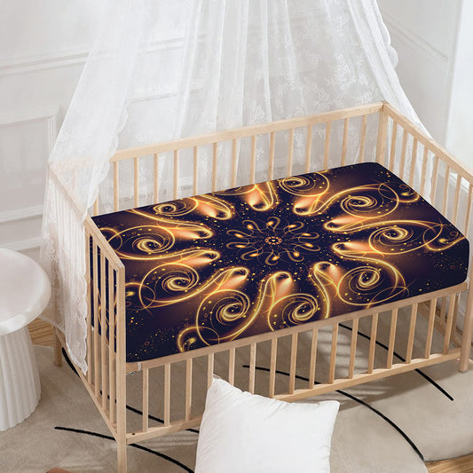Light Fractal Print Baby Crib Sheet