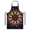 Light Fractal Print Bib Apron With Pocket