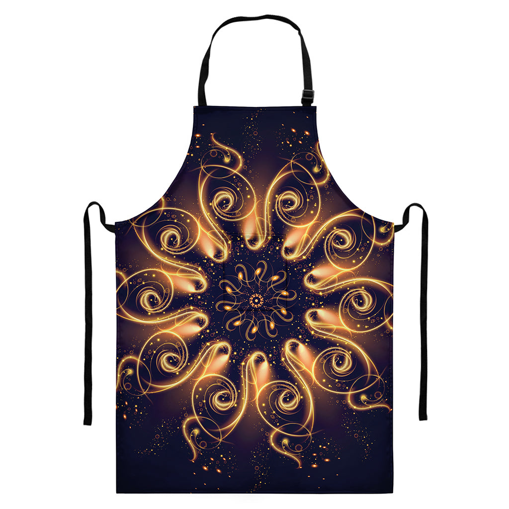 Light Fractal Print Bib Apron With Pocket