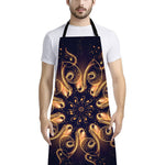 Light Fractal Print Bib Apron With Pocket