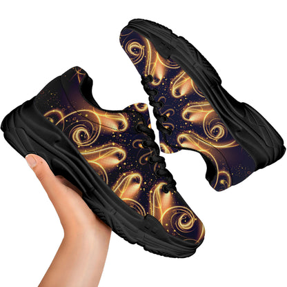 Light Fractal Print Black Chunky Shoes