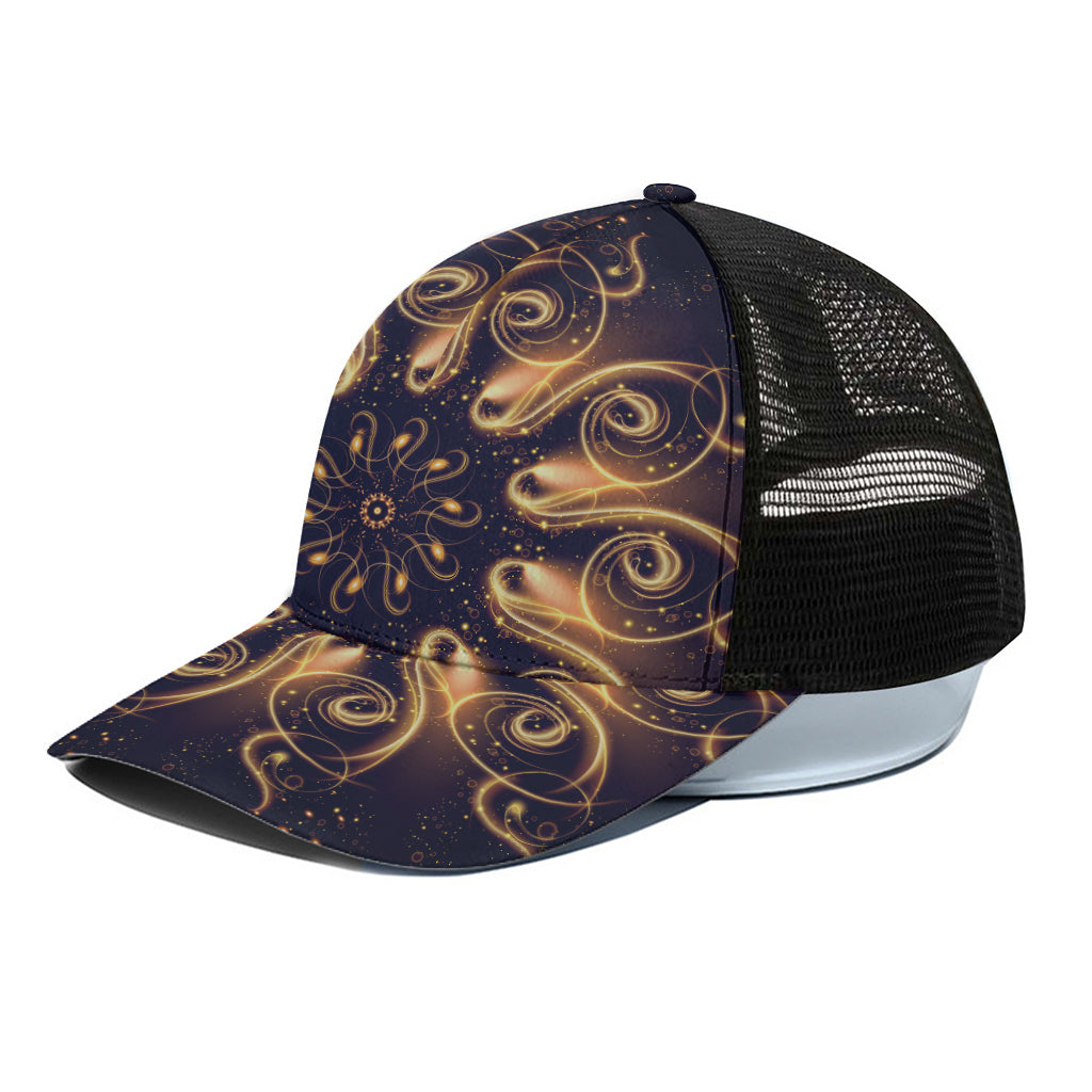 Light Fractal Print Black Mesh Trucker Cap