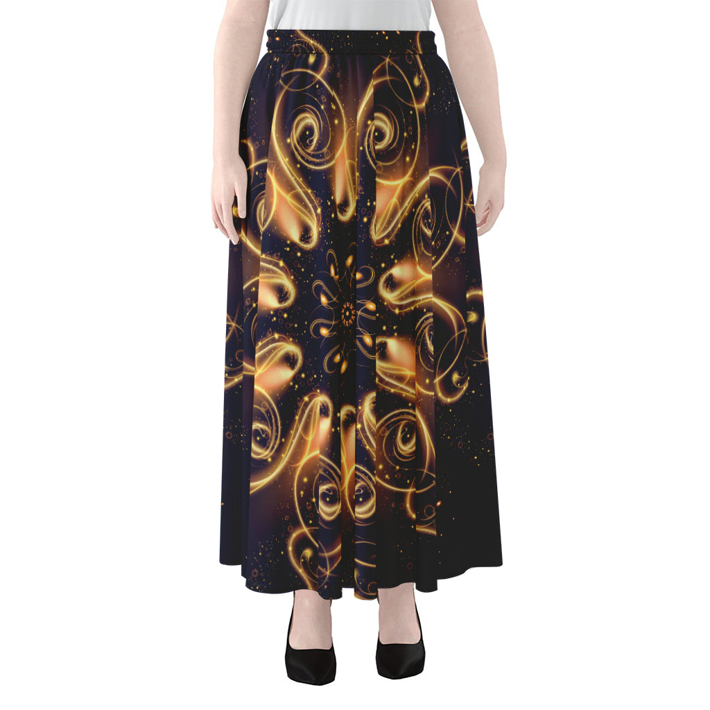 Light Fractal Print Chiffon Maxi Skirt