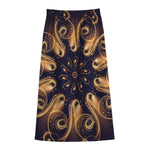 Light Fractal Print Cotton Front Slit Maxi Skirt