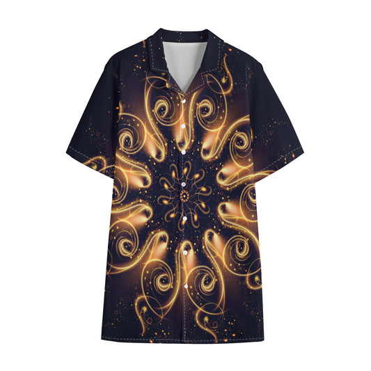 Light Fractal Print Cotton Hawaiian Shirt
