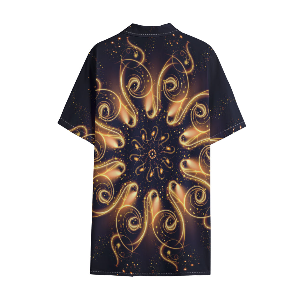 Light Fractal Print Cotton Hawaiian Shirt
