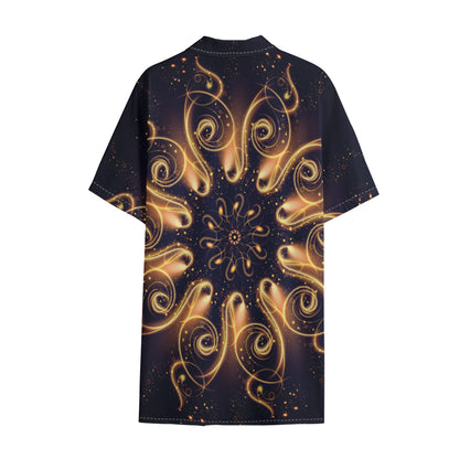 Light Fractal Print Cotton Hawaiian Shirt