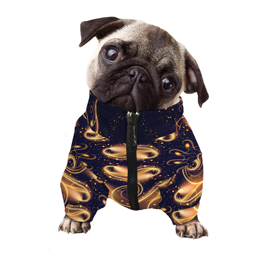 Light Fractal Print Dog Zip Up Jacket