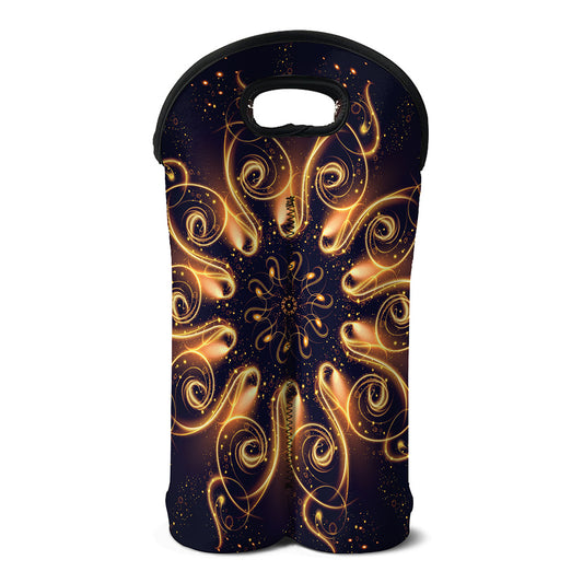 Light Fractal Print Double Neoprene Wine Tote
