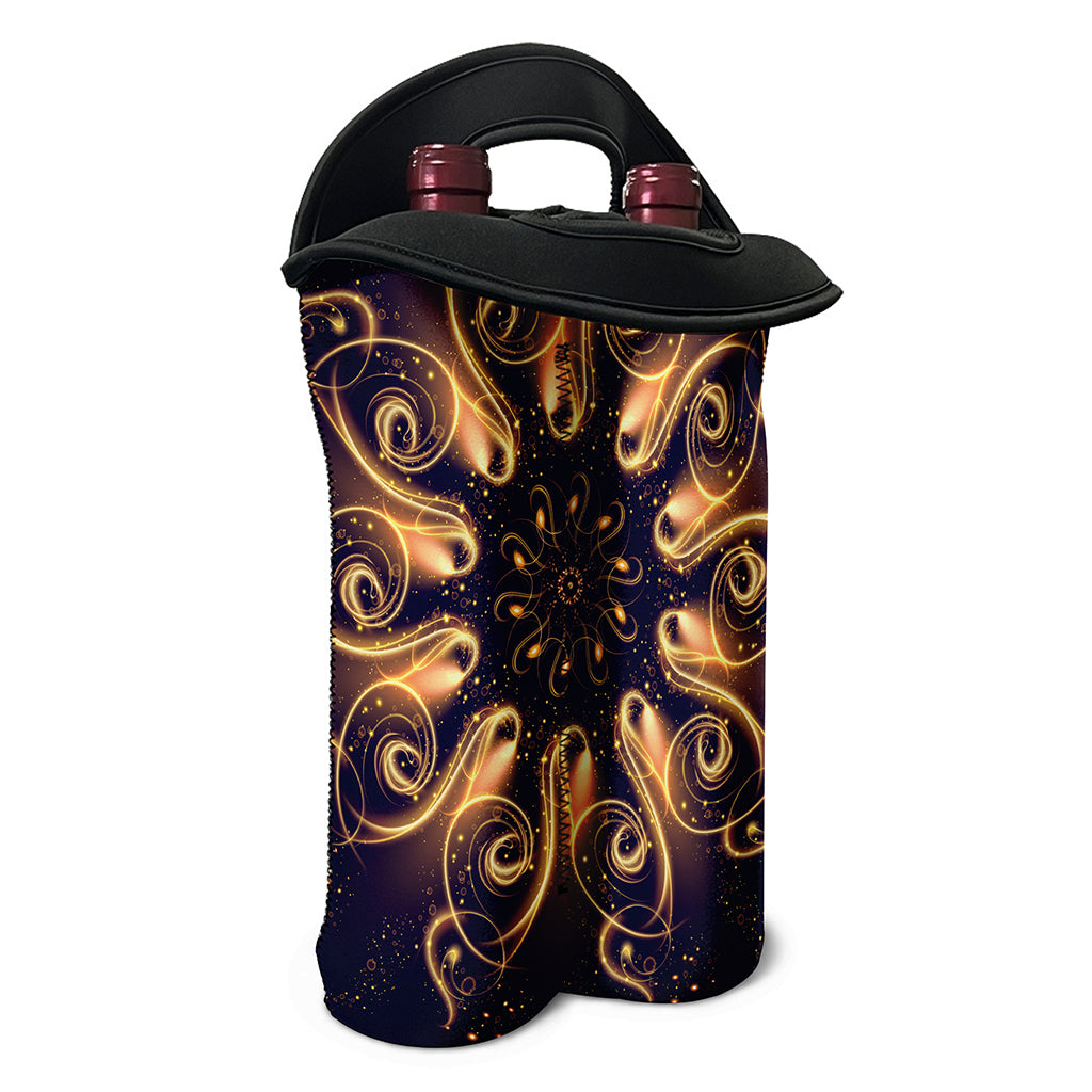 Light Fractal Print Double Neoprene Wine Tote