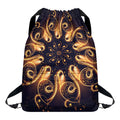 Light Fractal Print Drawstring Backpack