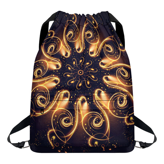 Light Fractal Print Drawstring Backpack