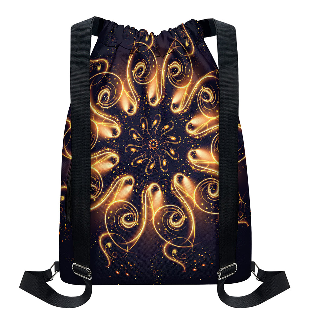 Light Fractal Print Drawstring Backpack
