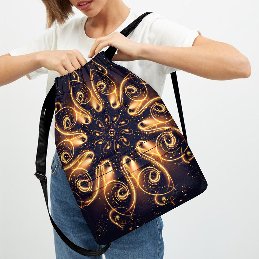 Light Fractal Print Drawstring Backpack