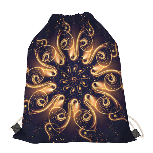 Light Fractal Print Drawstring Bag