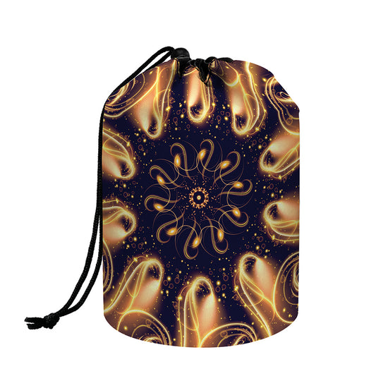 Light Fractal Print Drawstring Makeup Bag
