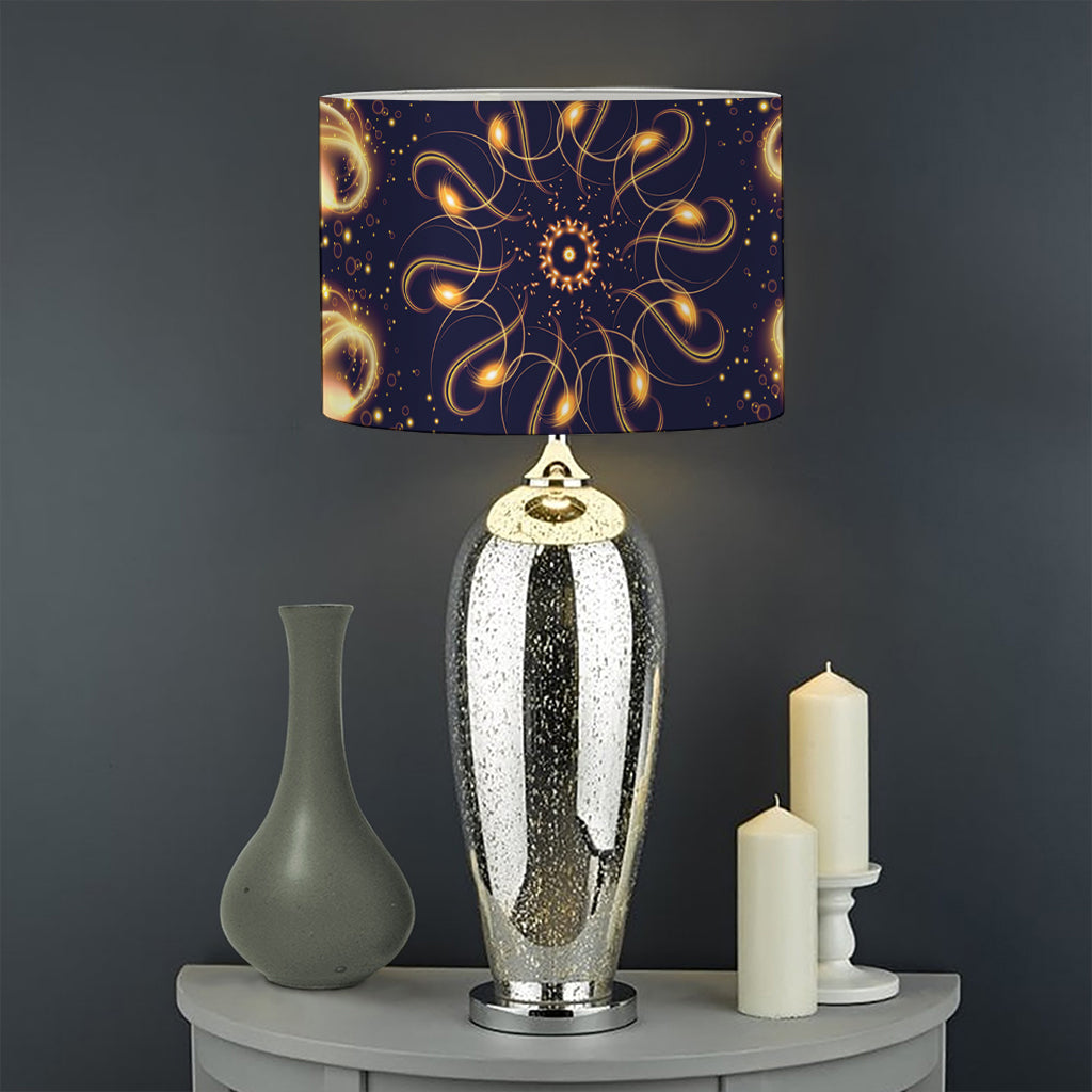 Light Fractal Print Drum Lamp Shade