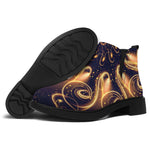 Light Fractal Print Flat Ankle Boots