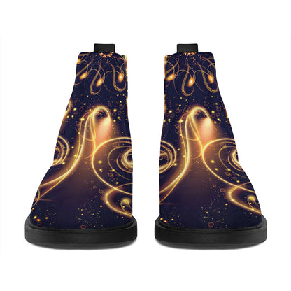 Light Fractal Print Flat Ankle Boots