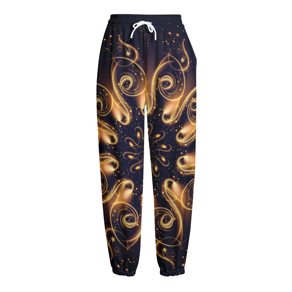 Light Fractal Print Fleece Lined Knit Pants