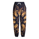 Light Fractal Print Fleece Lined Knit Pants