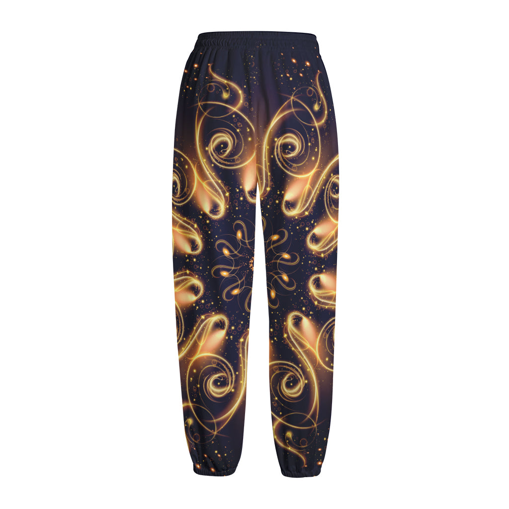 Light Fractal Print Fleece Lined Knit Pants
