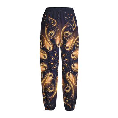 Light Fractal Print Fleece Lined Knit Pants